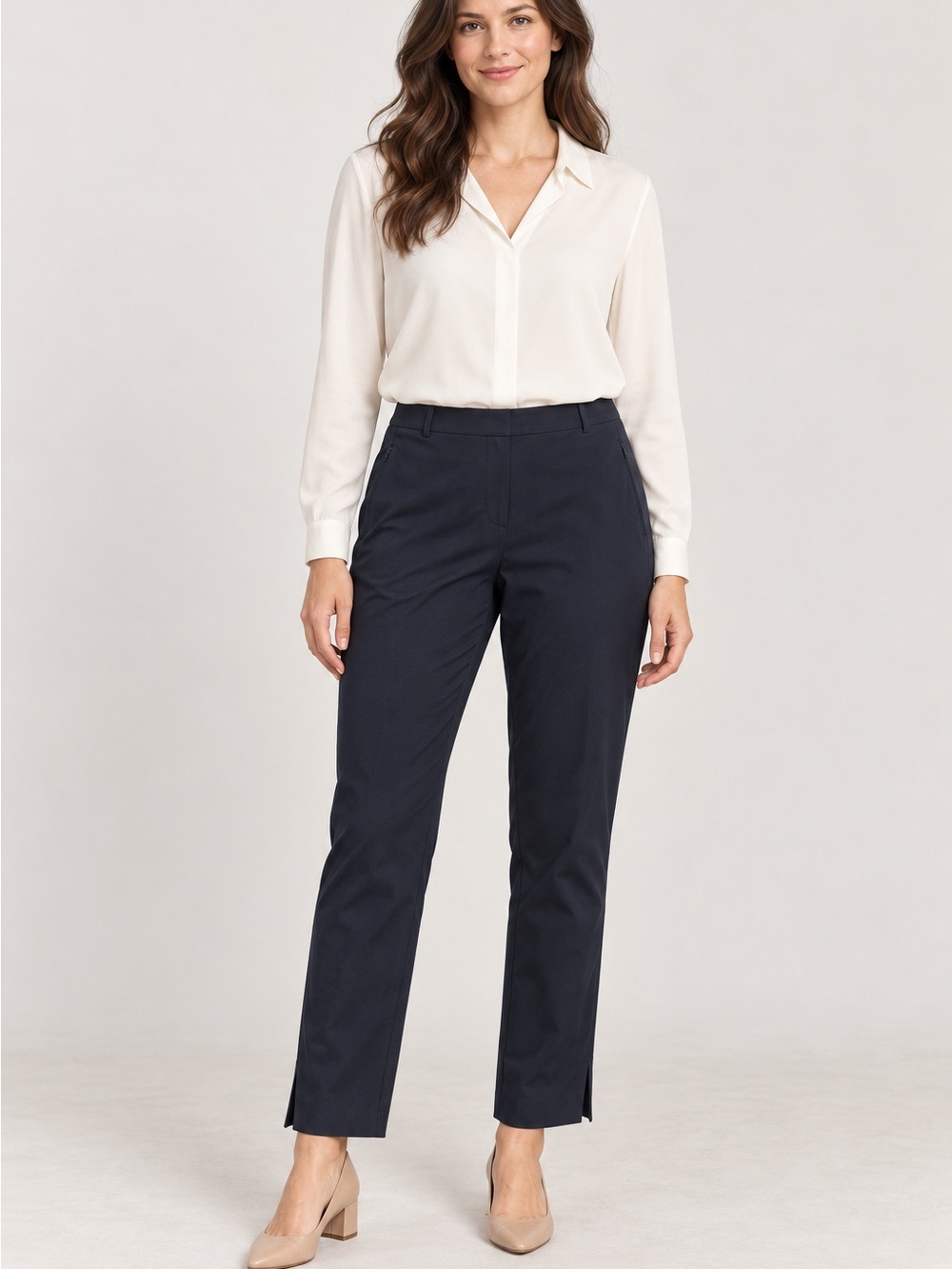 NWOT Kirkland Signature Navy Straight-Leg Trousers